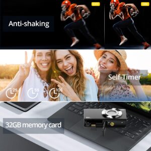 Digital Camera, FHD 4K Autofocus Vlogging Camera 48MP 16X Digital Zoom Digital Camera with 32GB Memory Card YouTube Portable Compact Small Camera for Teens Adult Beginner Kids