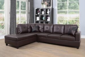 sienwiey sectional couch for living room furniture sets, brown leather couch l shape couch faux leather sofa living room sofa with chaise 2 piece using for living roombrown,facing left chaise