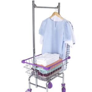 CHAMIN 1.5BU Chrome Coated CART for House and Commercial (Lavender Color) (Chrome, 1.5 Bushel)