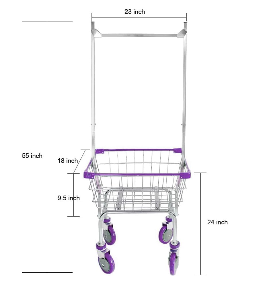 CHAMIN 1.5BU Chrome Coated CART for House and Commercial (Lavender Color) (Chrome, 1.5 Bushel)