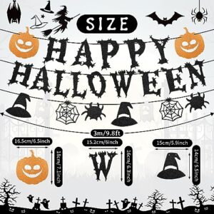 Happy Halloween Banner - Halloween Hanging Paper Garland Bunting Banner Bloody Pumpkin Decorations, Photo Backdrop for Wall Home Mantle Office Wall Scary Party Supplies