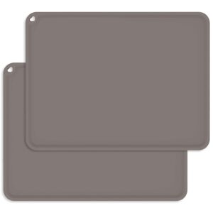 kids silicone placemat, kvk baby placemats for kids toddler children reusable non-slip table mats baby food mats for restaurant, 2 pack, grey