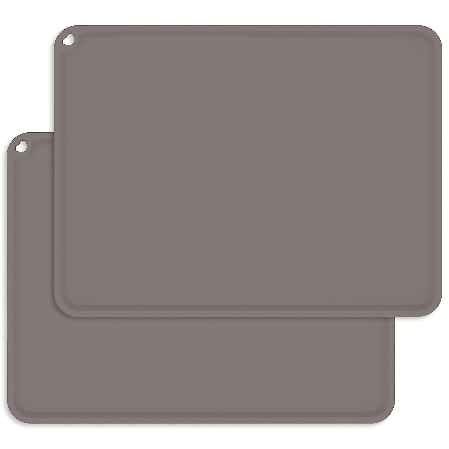 Kids Silicone Placemat, KVK Baby Placemats for Kids Toddler Children Reusable Non-Slip Table Mats Baby Food Mats for Restaurant, 2 Pack, Grey