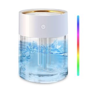 humidifiers for bedroom with 7-color night light, 2.2l ultrasonic quiet cool mist humidifiers for home baby nursery & plants with 3 hole nozzle, top fill humidifier, auto shut-off, 3 spray modes