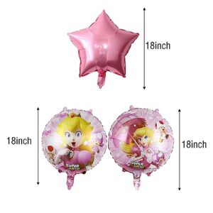 Happy Birthday Set Princess Peach Foil Balloons for Kids Birthday Baby Shower Princess Theme Party Decorations