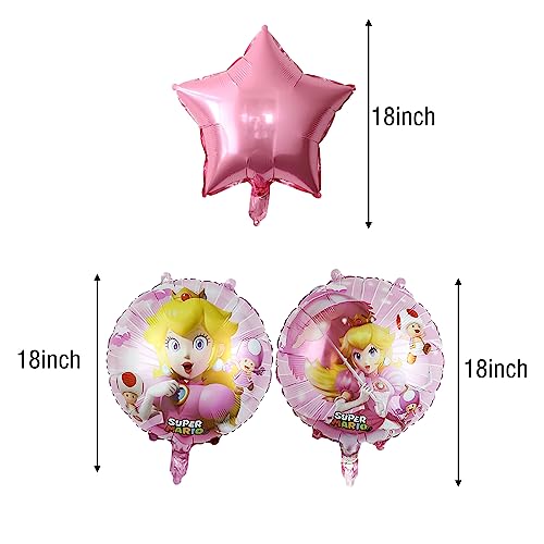 Happy Birthday Set Princess Peach Foil Balloons for Kids Birthday Baby Shower Princess Theme Party Decorations