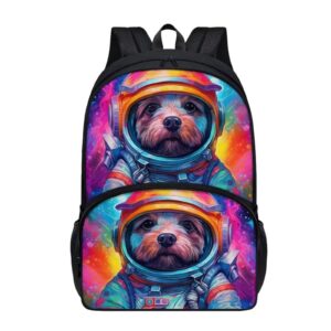 parprinty kids animal backpack with front pocket students lightweight large capacity 17 inch astronaut dog print backpack for boys girls cute bookbag padded back middle elementary school backpacks