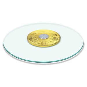 glass lazy susan, with swivel assist system, round tabletop rotating tray large serving plate, silent & smooth spin