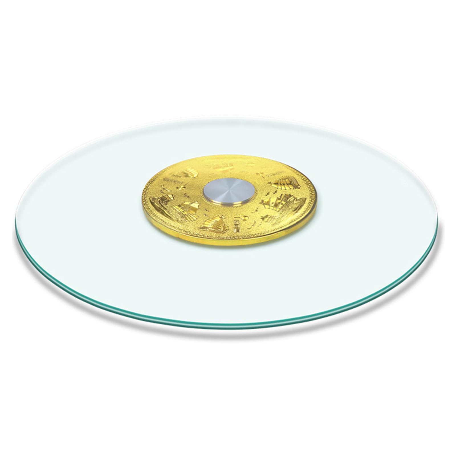 Glass Lazy Susan, with Swivel Assist System, Round Tabletop Rotating Tray Large Serving Plate, Silent & Smooth Spin