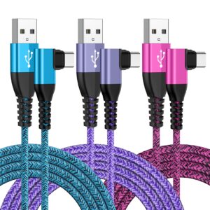 usb type c cable 6ft 3pack fast charging right angle cable,3.1a usb c charger phone cord for iphone 15 pro,samsung galaxy a55 a35 a33 a32 5g s24 a15 a25 a14 a54 a11 a12 a13 a20 a21 a51 s22 s23,moto,lg