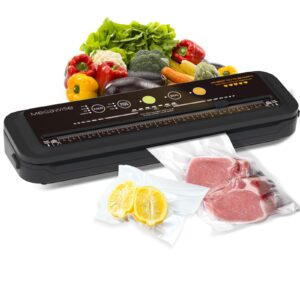 2023 model b megawise powerful & compact vacuum sealer machine one-touch automatic food sealer 4 food types (cold wet moist dry) & 3 bag types (thick medium thin）omni machine (black)