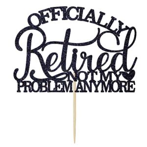 Officially Retired Cake Topper, Happy Retirement, The Legend Has Retired, Retirement Party Decorations Supplies - Black Glitter