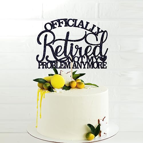 Officially Retired Cake Topper, Happy Retirement, The Legend Has Retired, Retirement Party Decorations Supplies - Black Glitter