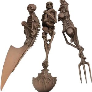 Halloween Skeleton Cutlery Set Metal Flatware Tableware Skeletal Fork Knife Spoon Halloween Party Tabletop Ornaments Vividly Golden