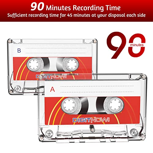 Blank Dictating Audio Cassette Tapes, Low Noise High Output - 90 Minute Recording Time for Lectures, Study, Music, Everyday Voice Recording (Pack of 5)