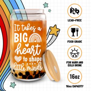 HEXMOZ Teacher Appreciation Gifts - Teacher Gifts for Women, Teacher Day Gifts, Thank You, Funny Birthday Gift Ideas - 1st, First Day, End of Year, Back To School Present - 16oz Teacher Glass Cup