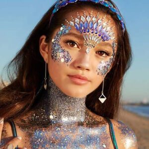 3 Colors Face and Body Glitter Gel,Holographic Cosmetic Laser Powder Festival Glitter Makeup,Sequins Shimmer Liquid Eyeshadow,Singer Concerts Music Festival Rave Accessories-150ML (White+Pink+Blue)