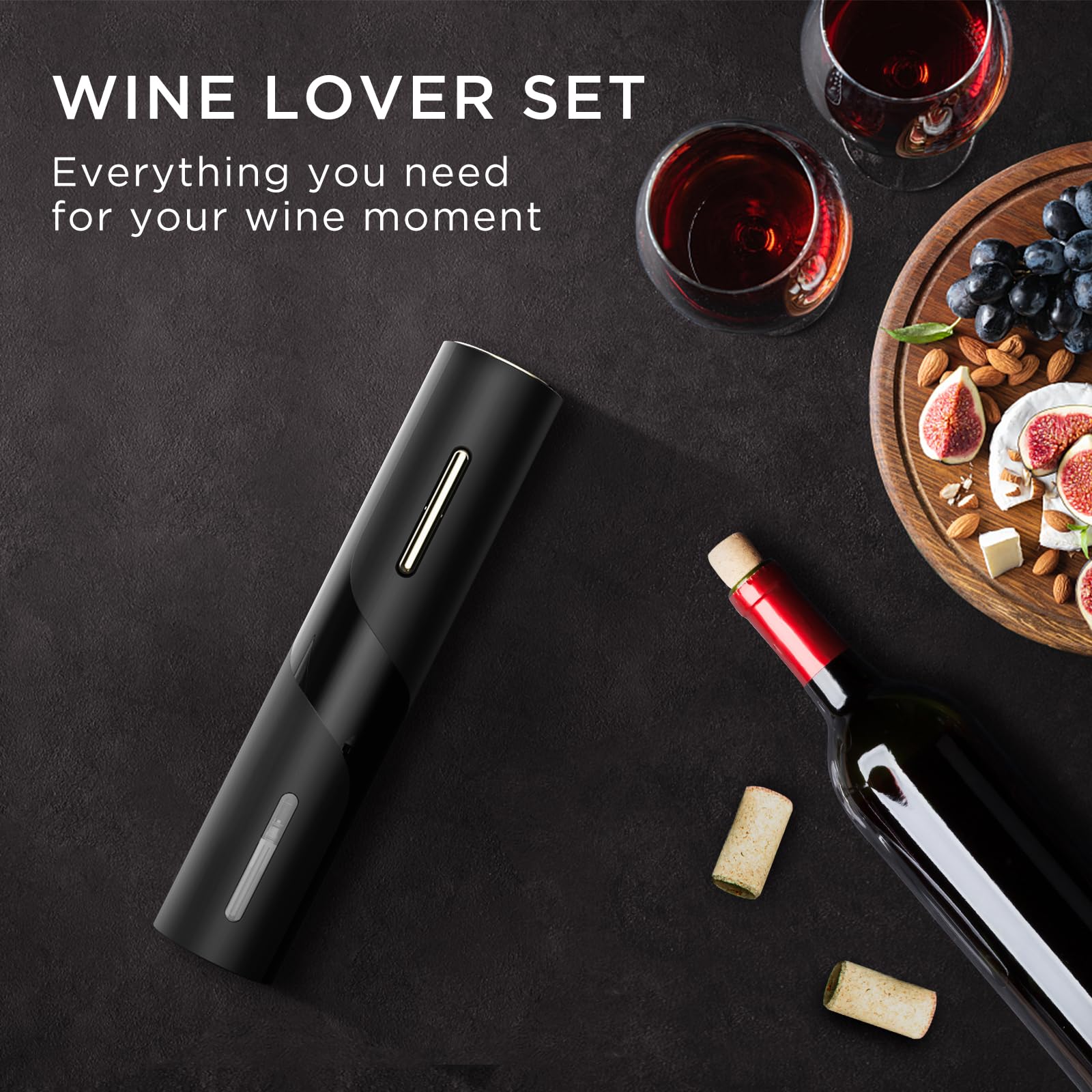 BABONIR Electric Wine Opener Set - Automatic Electronic Bottle Openers with Greeting Card, Vacuum Stoppers, Wine Aerator, and Foil Cutter, Ideal Gift for Wine Lovers, Party, and Home Entertaining