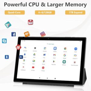 2024 Newest Android 13 Tablet with Keyboard 10 Inch 2 in 1 Tablets, 12GB RAM 128GB ROM 1TB Expand, Quad-Core 2.0GHz CPU Tablet PC, 5G WiFi 6 BT 5.0, 8MP Camera, Google Certified Tableta