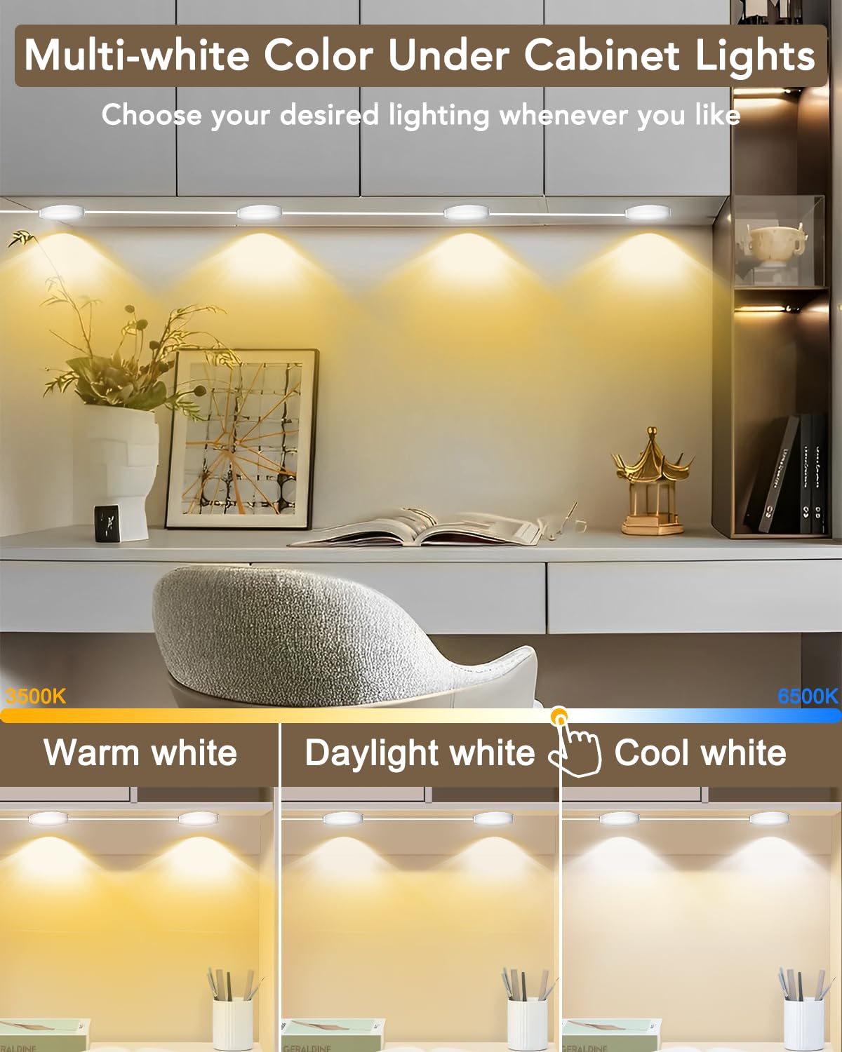 KeShu Under Cabinet Lights Plug in, Dimmable White LED Under Cabinet Lighting Hardwired Closet Lights, Smart Bluetooth APP Remote Control Under Counter Lights for Kitchen, Cabinet