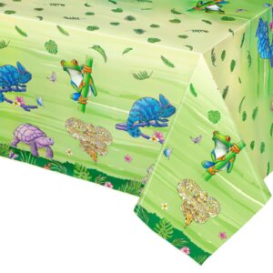wernnsai reptile party tablecloth - 1 pc birthday party decorations 54’’ x 108’’ disposable table covers for kids boys party family dinner camping snakes turtles lizards party supplies