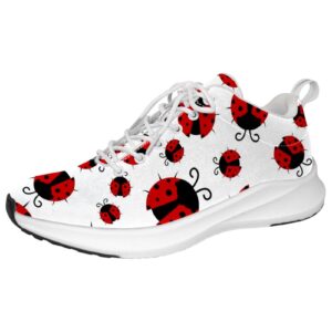 mhrslifepack women's running shoes sports shoe shockproof slip ladybug 10 girls sneakers print lightweight multicolor