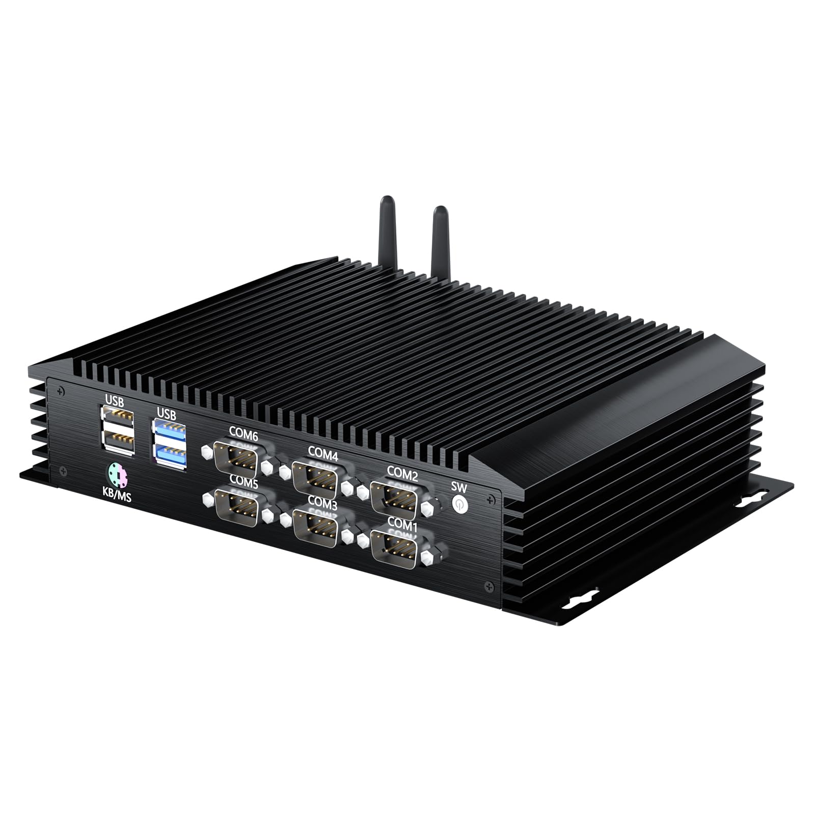 Kinupute Fanless Industrial PC, Mini Desktop Computer i7-7510U, Windows 10 Pro, 16G DDR4, 256G Msata SSD, Dual 2.5G LAN, 6xCOM RS232/RS485, HDMI/VGA, WiFi 5/BT4.0, Auto Power On, Full Metal Case