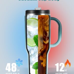 Gpeng 40 oz Tumbler with Handle, Water Bottles with Straw Lid and Anti-Slip Sleeve, Insulated Stainless Steel Travel Mug Cup Holder Friendly, Keep Drinks Cold or Hot for Hours