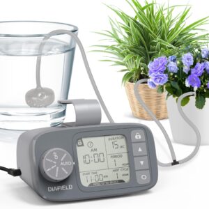 diafield automatic watering system for potted plants, indoor watering system for plants, automatic drip irrigation kit with 30-day programmable water timer, lcd display & power supply