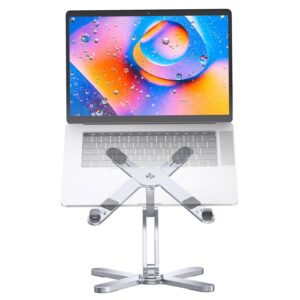 mchose laptop stand with 360 rotating base,foldable laptop riser for desk, compatible with air, pro, dell, hp, lenovo more 10-15.6" -silver