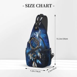 Dream Catcher With Eagle Sling Backpack Crossbody Shoulder Bags For Women Men Native American Indian Casual Daypacks Adjustable Chest Bag For Hiking Travel Cycling