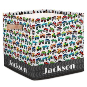 ririx personalized storage bin, custom storage baskets for organizing with handles, foldable storage box for closet cloth baskes toy big truck