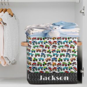 RIRIX Personalized Storage Bin, Custom Storage Baskets for Organizing with Handles, Foldable Storage Box for Closet Cloth Baskes Toy Big Truck