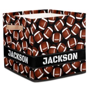 ririx personalized storage bin, custom storage baskets for organizing with handles, foldable storage box for closet cloth baskes toy football