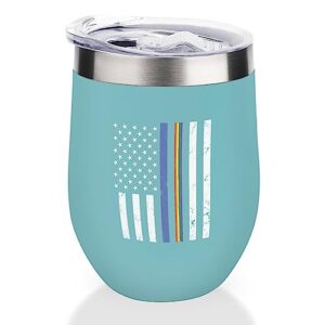 mighun pride parade lgbt wine tumbler with lid rainbow flag pride vacuum coffee tumbler stainless steel coffee cup for cold & hot drinks wine coffee cocktails beer 12 oz