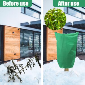 4 Pack Plant Covers Freeze Protection Winter Large Frost Cloth Blankets 2.5oz Thicker Plant Protectors Bag Covers for Outdoor Plants with Zipper Drawstring from Cold Frost Wind Pest, 39.4" x 47.2"