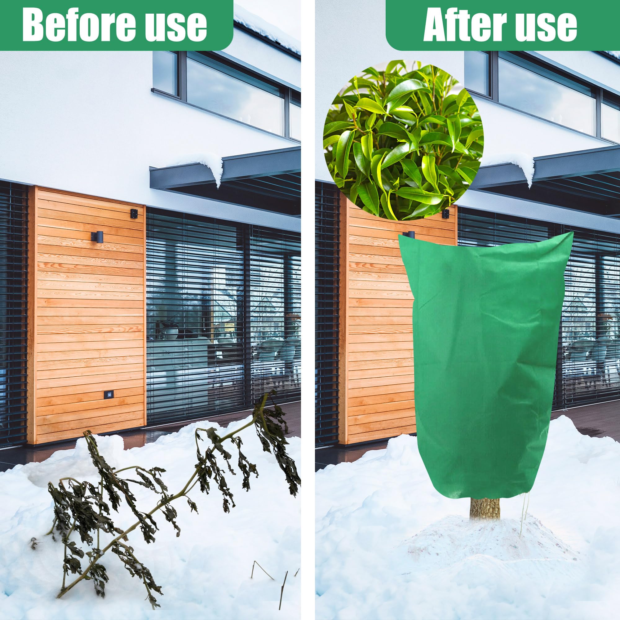 4 Pack Plant Covers Freeze Protection Winter Large Frost Cloth Blankets 2.5oz Thicker Plant Protectors Bag Covers for Outdoor Plants with Zipper Drawstring from Cold Frost Wind Pest, 39.4" x 47.2"