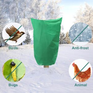 4 Pack Plant Covers Freeze Protection Winter Large Frost Cloth Blankets 2.5oz Thicker Plant Protectors Bag Covers for Outdoor Plants with Zipper Drawstring from Cold Frost Wind Pest, 39.4" x 47.2"