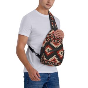 Native American Indian Ethnic Sling Backpack Crossbody Shoulder Bags For Women Men Casual Daypacks Chest Bag For Hiking Travel Cycling