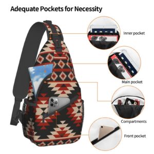 Native American Indian Ethnic Sling Backpack Crossbody Shoulder Bags For Women Men Casual Daypacks Chest Bag For Hiking Travel Cycling