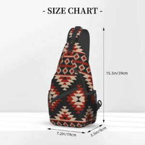 Native American Indian Ethnic Sling Backpack Crossbody Shoulder Bags For Women Men Casual Daypacks Chest Bag For Hiking Travel Cycling