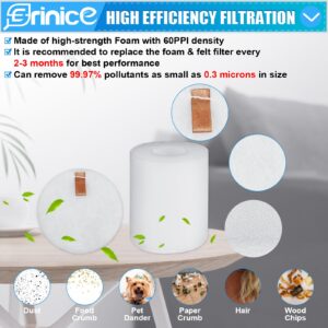 Erinice WS642AE Filter for Shark Wandvac Self-Empty Cordless Stick Vacuum WS642AE Replacement Part, 4 HEPA Filter + 4 Foam & Felt Filter + 2 Base Post-Motor Filter + 1 Cleaning Brush