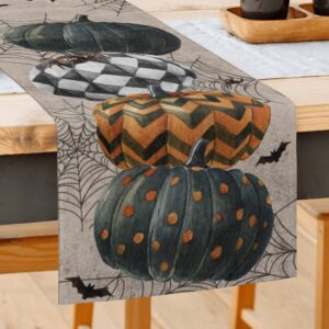 halloween table runner 72 inches long, pumpkins burlap halloween table decor for kitchen indoor home halloween decorations