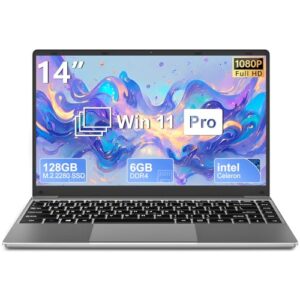 ruzava/aocwei laptop win 11 14" 6gb ddr4 128gb ssd intel n4020 (up to 2.8ghz) 2-core 1920x1080 fhd dual wifi bt4.2 adapter support 512gb tf 1tb ssd expand for work study entertainment-gray