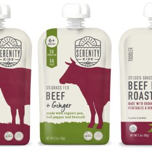 Serenity Kids Baby Got Beef Bundle | 6 Each of Grass Fed Beef, Beef & Ginger and Beef Pot Roast Pouches (18 Count)