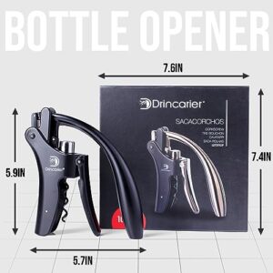 Drincarier Vertical Lever Corkscrew with Non-Stick Worm, Compact Rabbit Wine Opener Wine Bottle Opener with built-in Foil Cutter