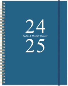 2024-2025 planner - weekly & monthly planner spiral bound, planner 2024-2025 from july 2024 - june 2025 with monthly tabs, inner pocke, 8.5" x 11", dark blue