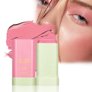 molaks cream blush stick, lightweight and long lasting cream blush, solid moisturizer stick, cream blush makeup for cheeks, lightweight cream blush, goes on well for mature skin (shy pink)