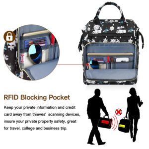 dvarn Laptop Backpack for Women and Men 16.5" Waterproof College Bag With USB Port, RFID Pocket, Waterproof, Travel Work Backpack, Anti-theft College Backpack (Floral Black)