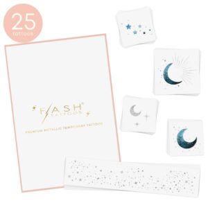 Tattoos Moonlight temporary tattoos | 25 temporary tattoos | Premium waterproof metallic silver glitter face Flash Tattoos | Face Sparkle, Face Glitter, Moon Tattoo, Stars, Celestial | Tattoo Freckles